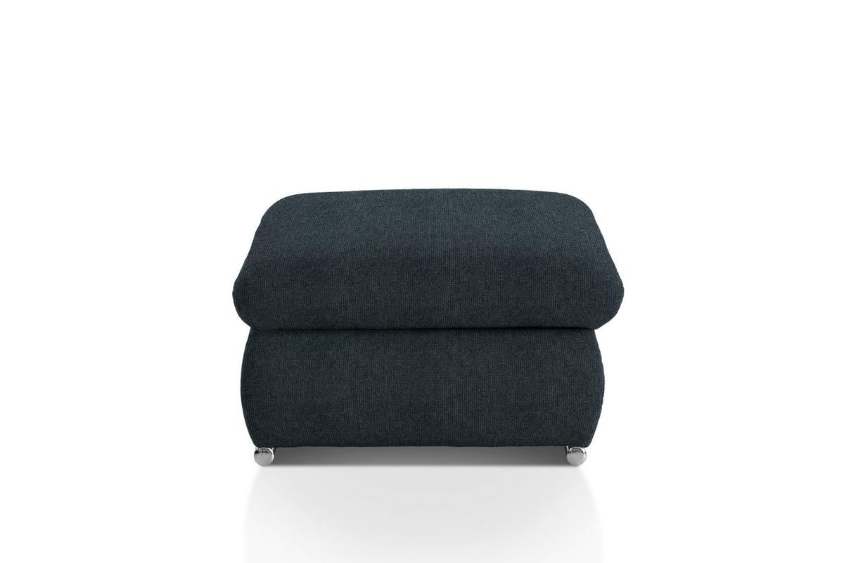 Polsterhocker Isona Schwarz Chenille - Chromfarben/Schwarz, Design, Textil (101/45/74cm) - Livetastic