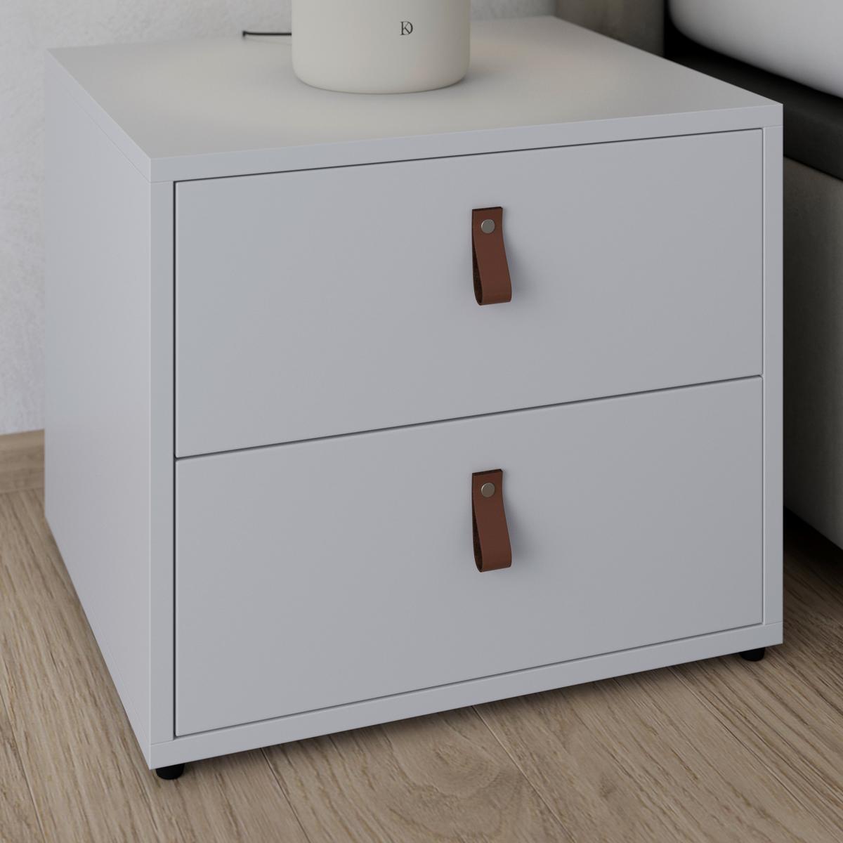 Noční stolek MICK - bílá/černá, Moderní, kompozitní dřevo/plast (46/40/40cm) - Modern Living