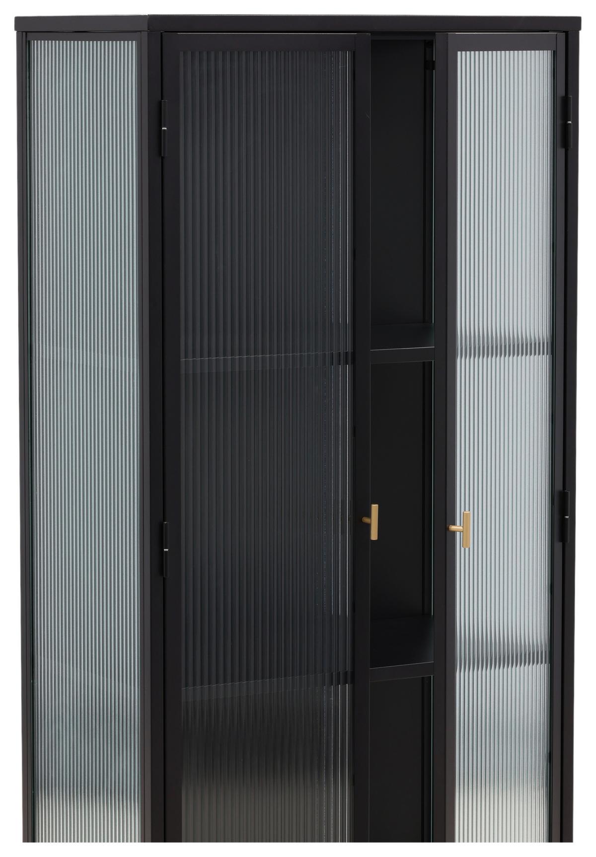 Highboard Garis - Schwarz, Design, Glas/Metall (70/160/40cm) - Livetastic
