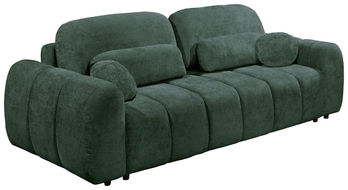 Schlafsofa Bubble Dunkelgrün B: 256 Cm - Dunkelgrün/Schwarz, Design, Textil (256/76/112cm) - MID.YOU