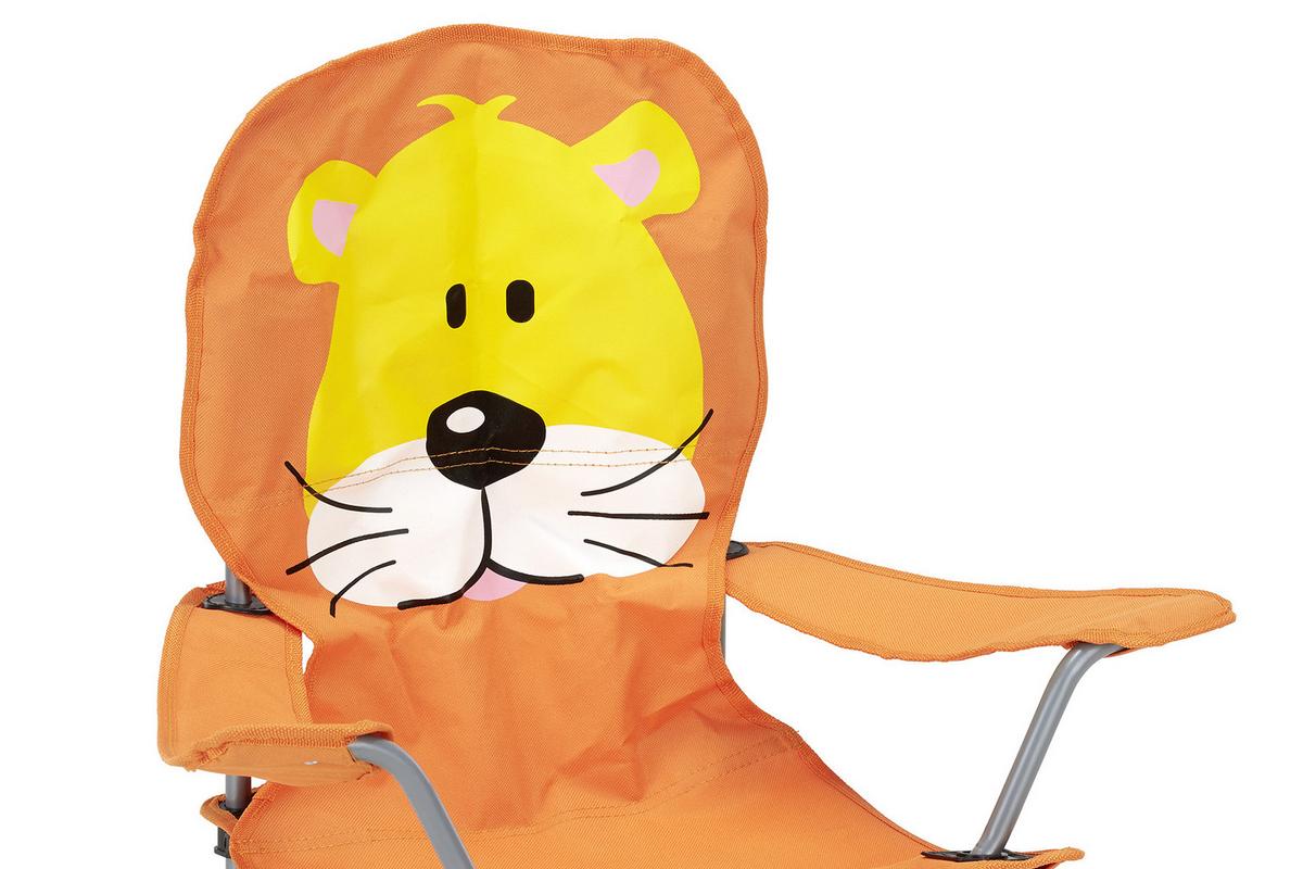 Kindersessel Linda Orange Löwe Stahl/textil Klappbar - Orange, KONVENTIONELL, Textil (59/65/33cm) - BUNINO