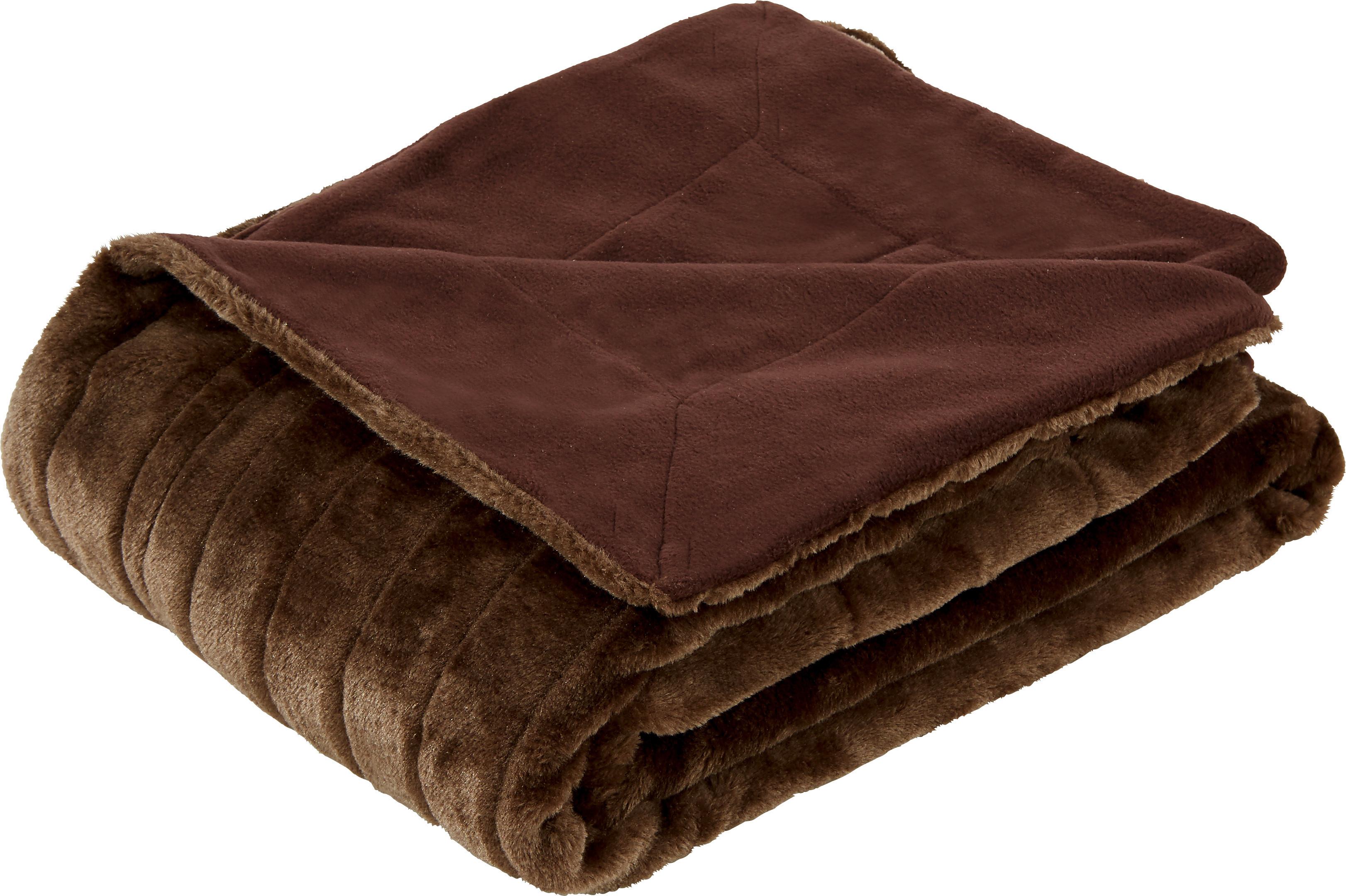 Kuscheldecke Emma Braun 150x200 cm mit Felloptik - Braun, KONVENTIONELL, Textil (150/200cm) - Ondega
