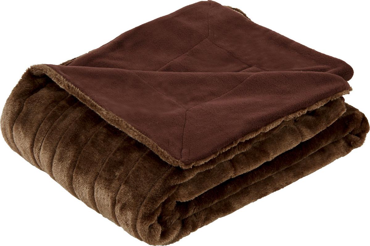 Kuscheldecke Emma Braun 150x200 cm mit Felloptik - Braun, KONVENTIONELL, Textil (150/200cm) - Ondega