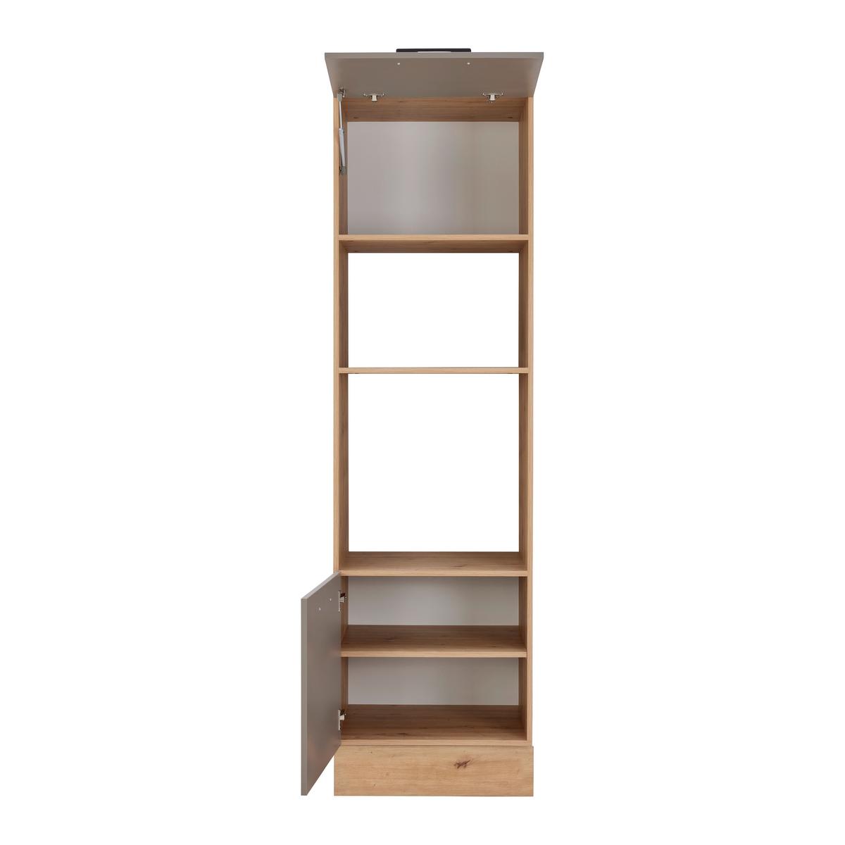 Skrinka na spotrebiče LINZ bez spotrebičov - čierna/sivá, Modern, kov/kompozitné drevo (60/211/57cm)