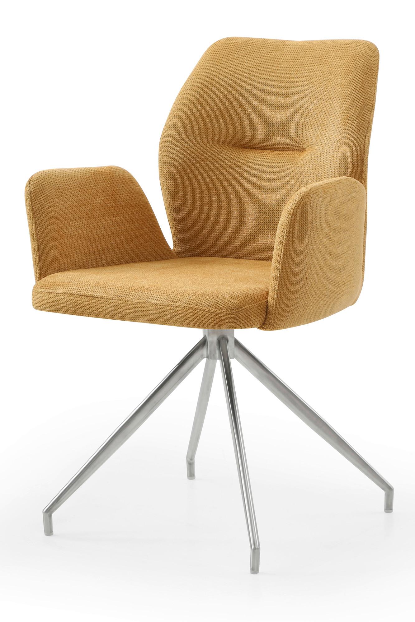 Armlehnstuhl Gelb B: 60cm - Gelb/Silberfarben, MODERN, Textil/Metall (60/89/62cm) - Livetastic