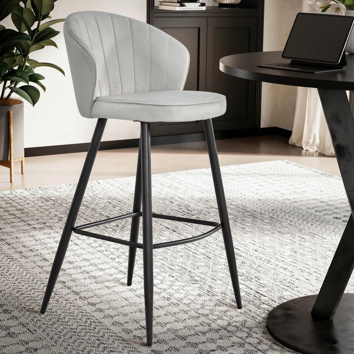 Barhocker-set Grau B: 56 Cm - Schwarz/Grau, Design, Textil/Metall (56/102,5/52,5cm) - MID.YOU