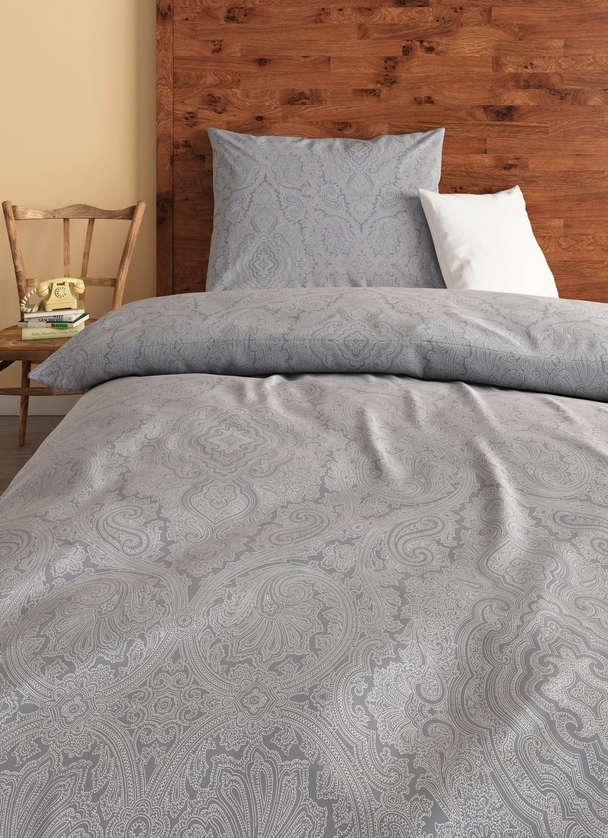 Renforcé-bettwäsche 140x200 Cm Leona Silberfarben Ornamente - Silberfarben, ROMANTIK / LANDHAUS, Textil (140/200cm) - James Wood