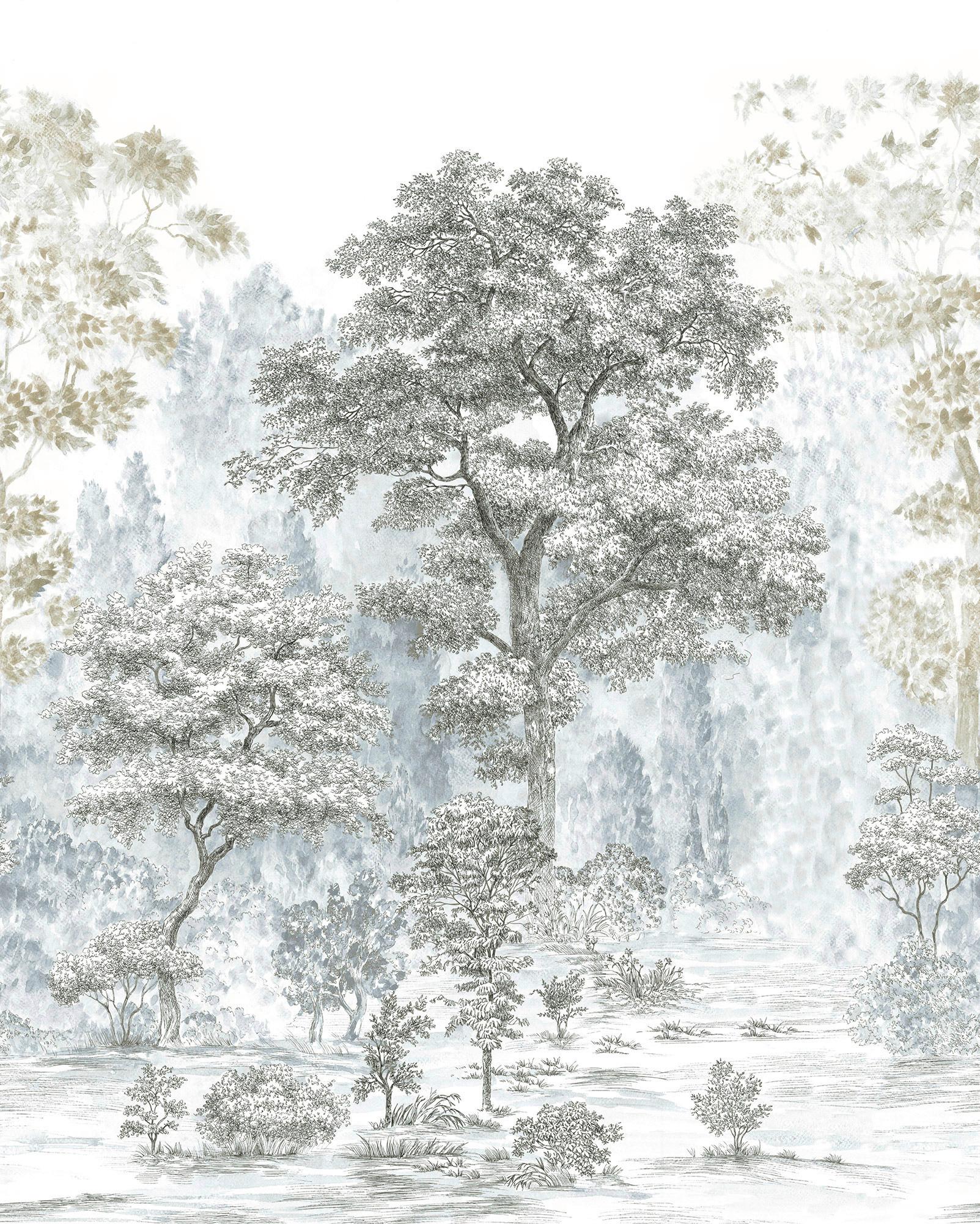 Vliestapete Rising Roots - Blau/Braun, Basics (200/250cm) - Komar