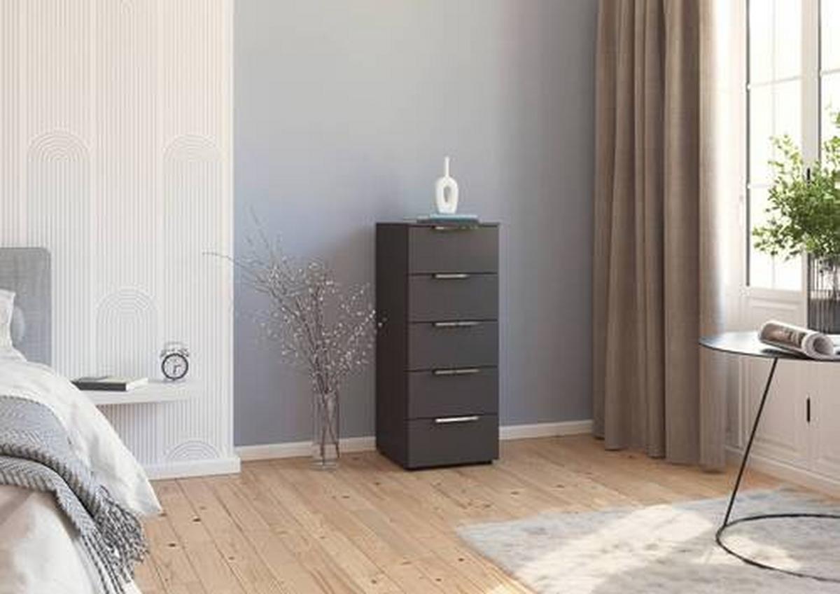 Kommode Flipp Graphit/Chromfarben B: 40 cm - Chromfarben/Schwarz, MODERN, Holzwerkstoff (40/100/42cm) - Rauch Möbel