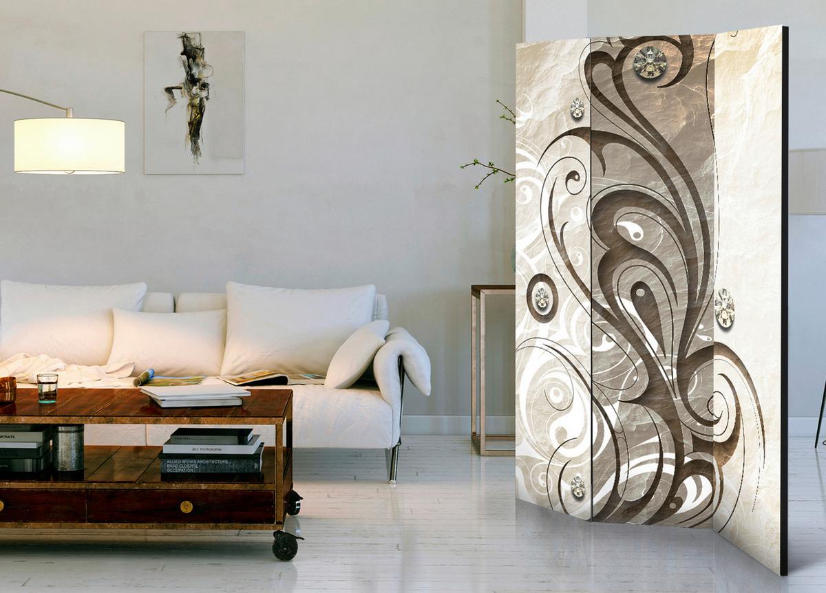 Paravent Beige Hellbraun B: 135 Cm - Hellbraun/Beige, Basics, Holz/Textil (135/172/3cm) - artgeist