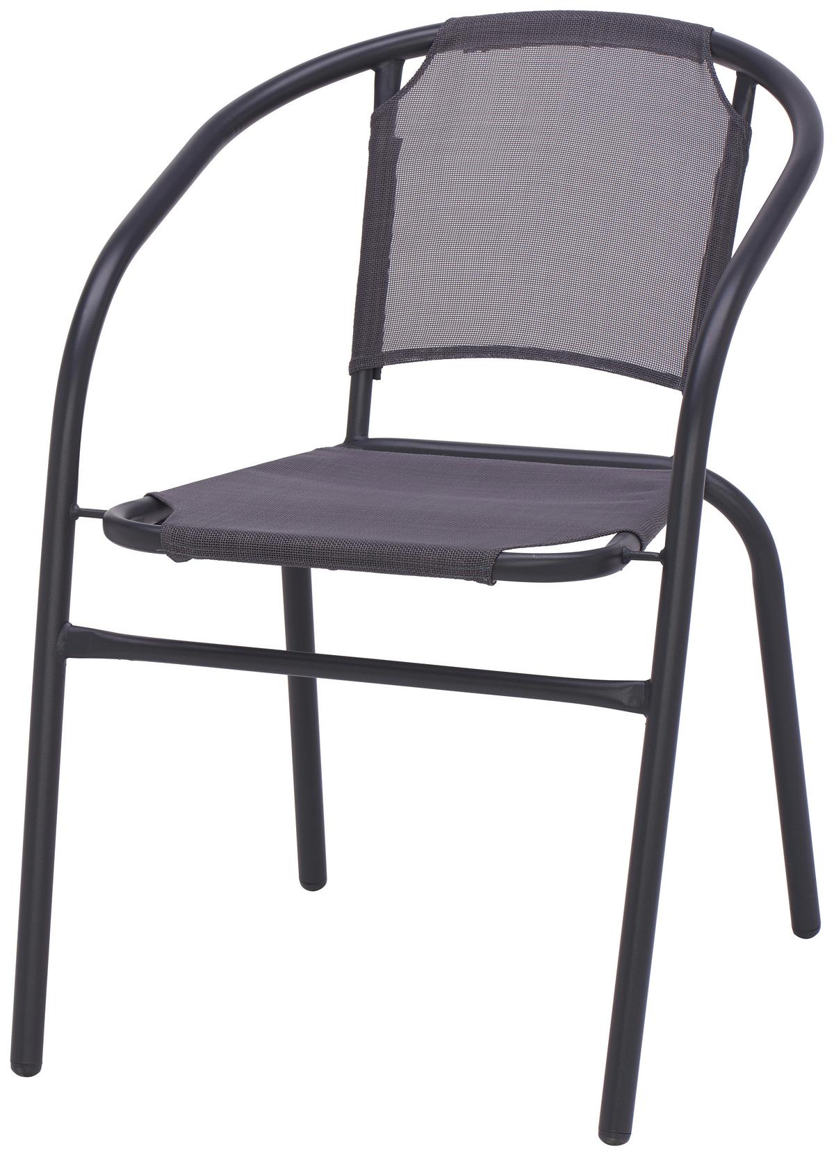 Gartensessel Stapelbar Linda Stahl/Textilene - Anthrazit, MODERN, Textil/Metall (51/73/59cm) - Ondega