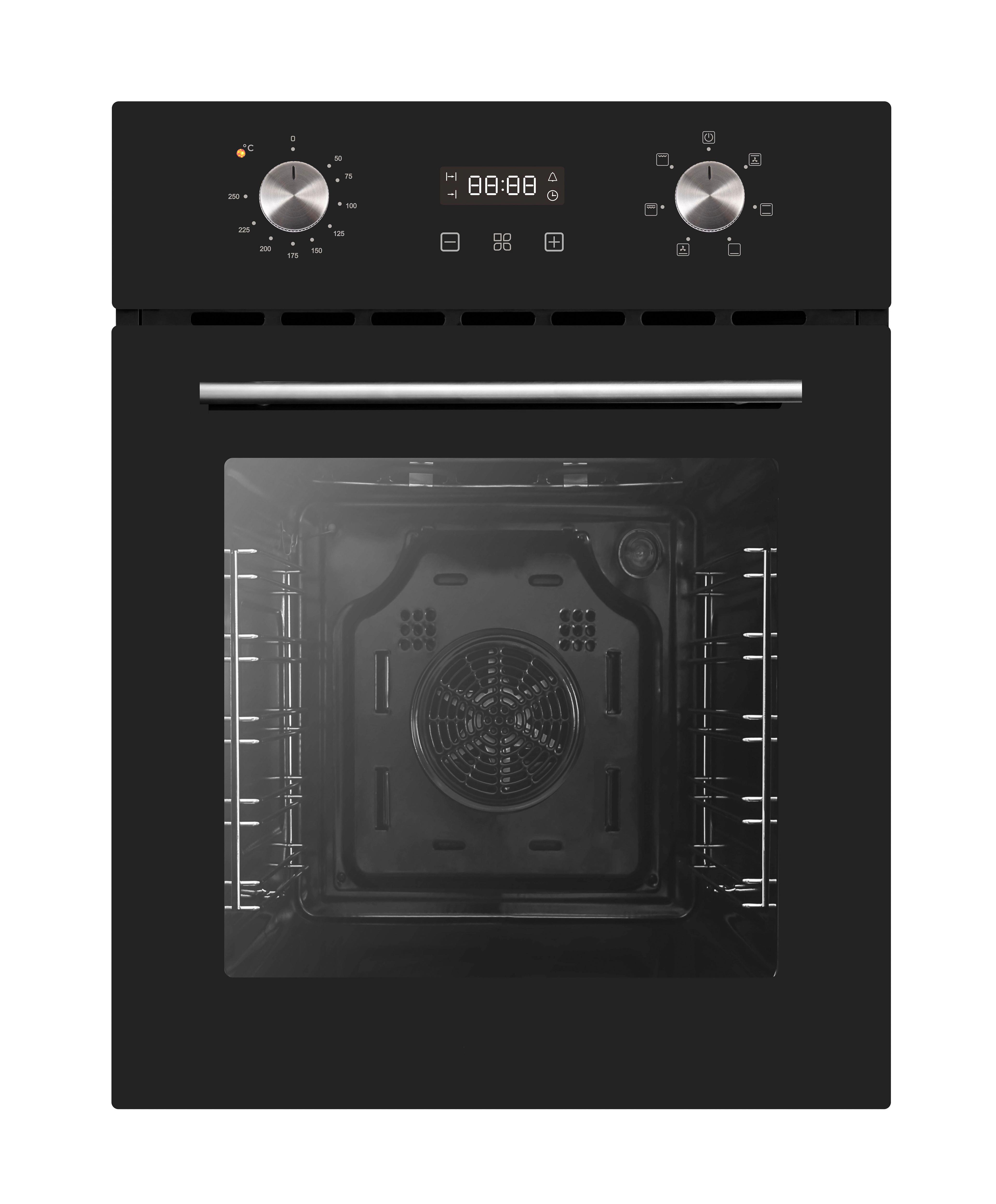 EINBAUBACKOFEN Schwarz/Edelstahlfarben B:45cm - Edelstahlfarben/Schwarz, Trend, Glas/Metall (45/59.5/56.5cm) - PKM