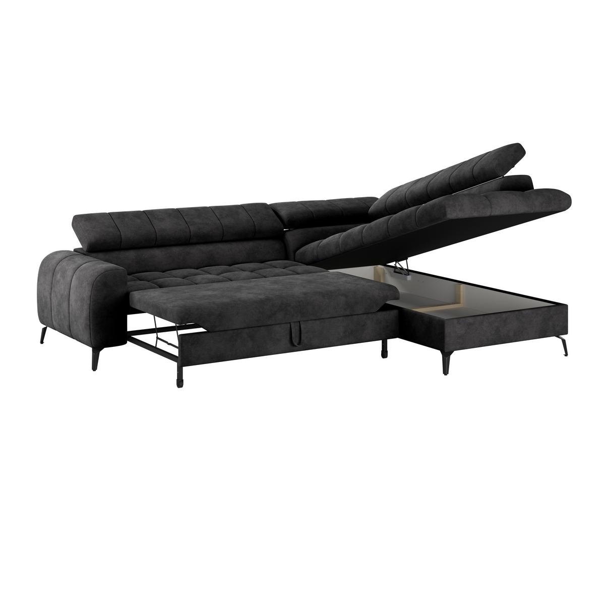 Ecksofa Volf Rechts New Schwarz, S: 261x203 cm - Schwarz, Trend, Kunststoff/Textil (261/203cm)