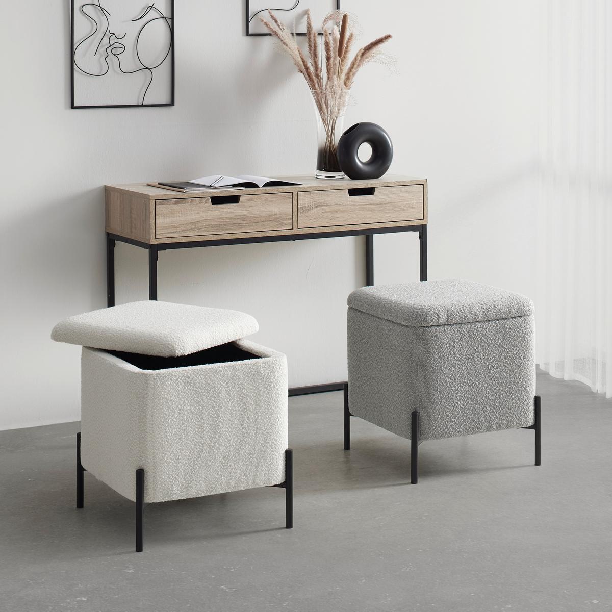 Taburet s úložným priestorom MIXO - čierna/biela, Modern, kov/kompozitné drevo (43cm) - Mömax