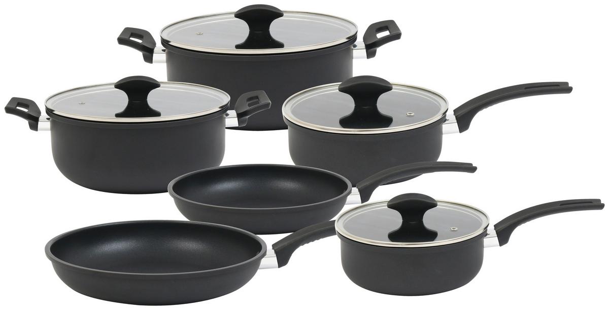 sada hrncov Steffi, 10-dielna - čierna/číra, Konventionell, kov/sklo - Mömax