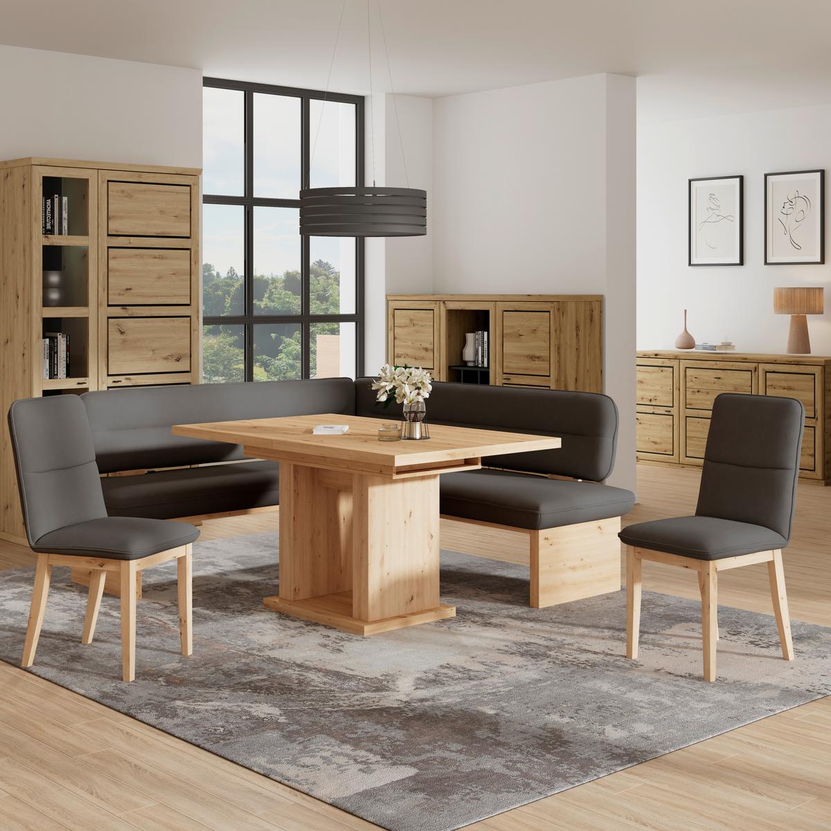 Eckbank Beluna Ii Webstoff Anthrazit, B: 170cm - Eichefarben/Anthrazit, KONVENTIONELL, Holz/Textil (170/192cm) - James Wood