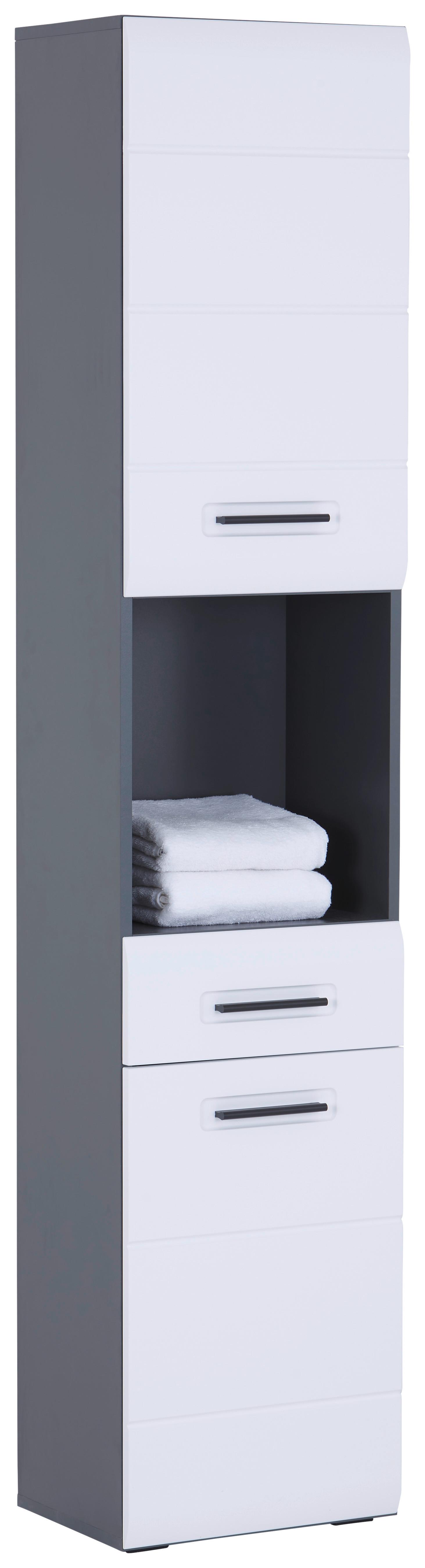 Badezimmer Hochschrank Pearl New Snol 117 BxH 40x188,5 cm - Anthrazit/Weiß, KONVENTIONELL, Holzwerkstoff (40/188,5/29,6cm)