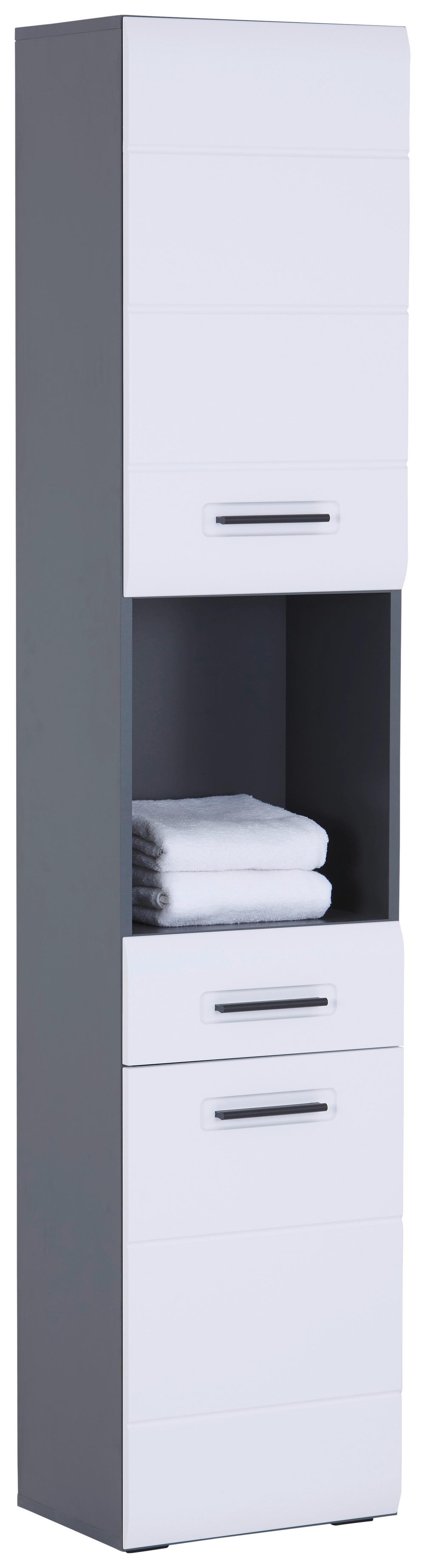 Badezimmer Hochschrank Pearl New Snol 117 BxH 40x188,5 cm - Anthrazit/Weiß, KONVENTIONELL, Holzwerkstoff (40/188,5/29,6cm)