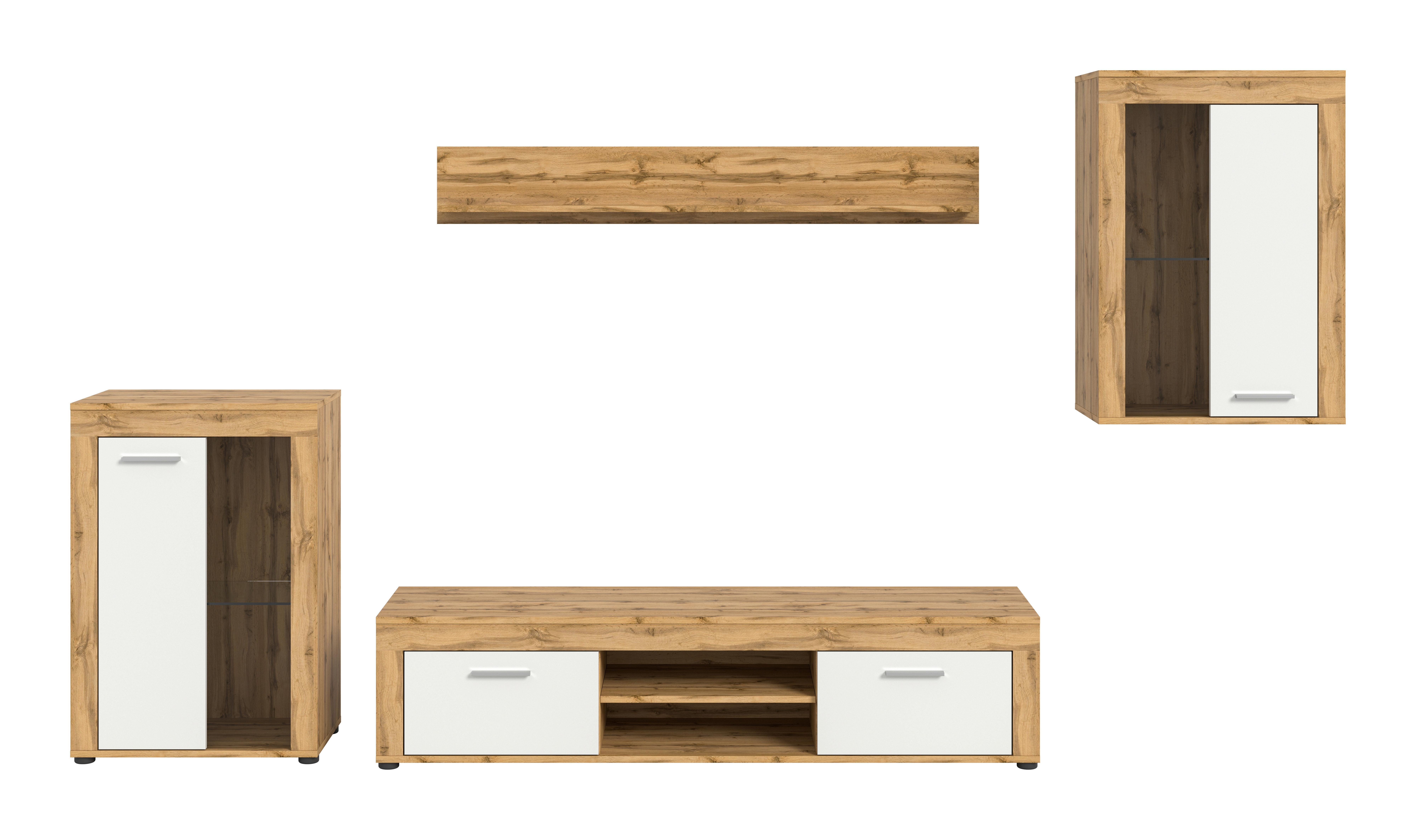 Wohnwand Jam Eiche Wotan Dekor B: 310cm