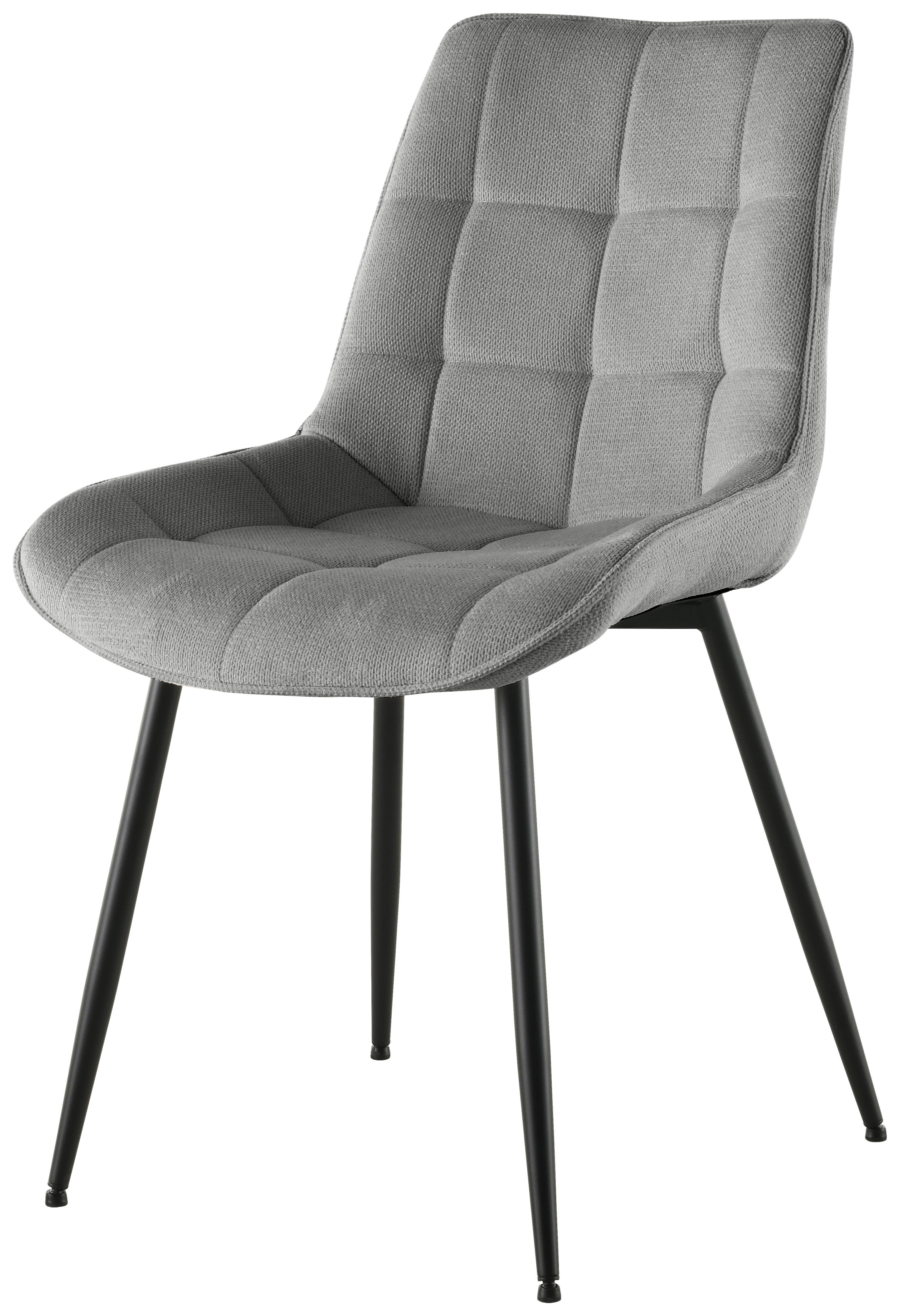 Polsterstuhl Lenny Leinenoptik Grau - Schwarz/Grau, LIFESTYLE, Holz/Textil (54/88/60cm) - Livetastic