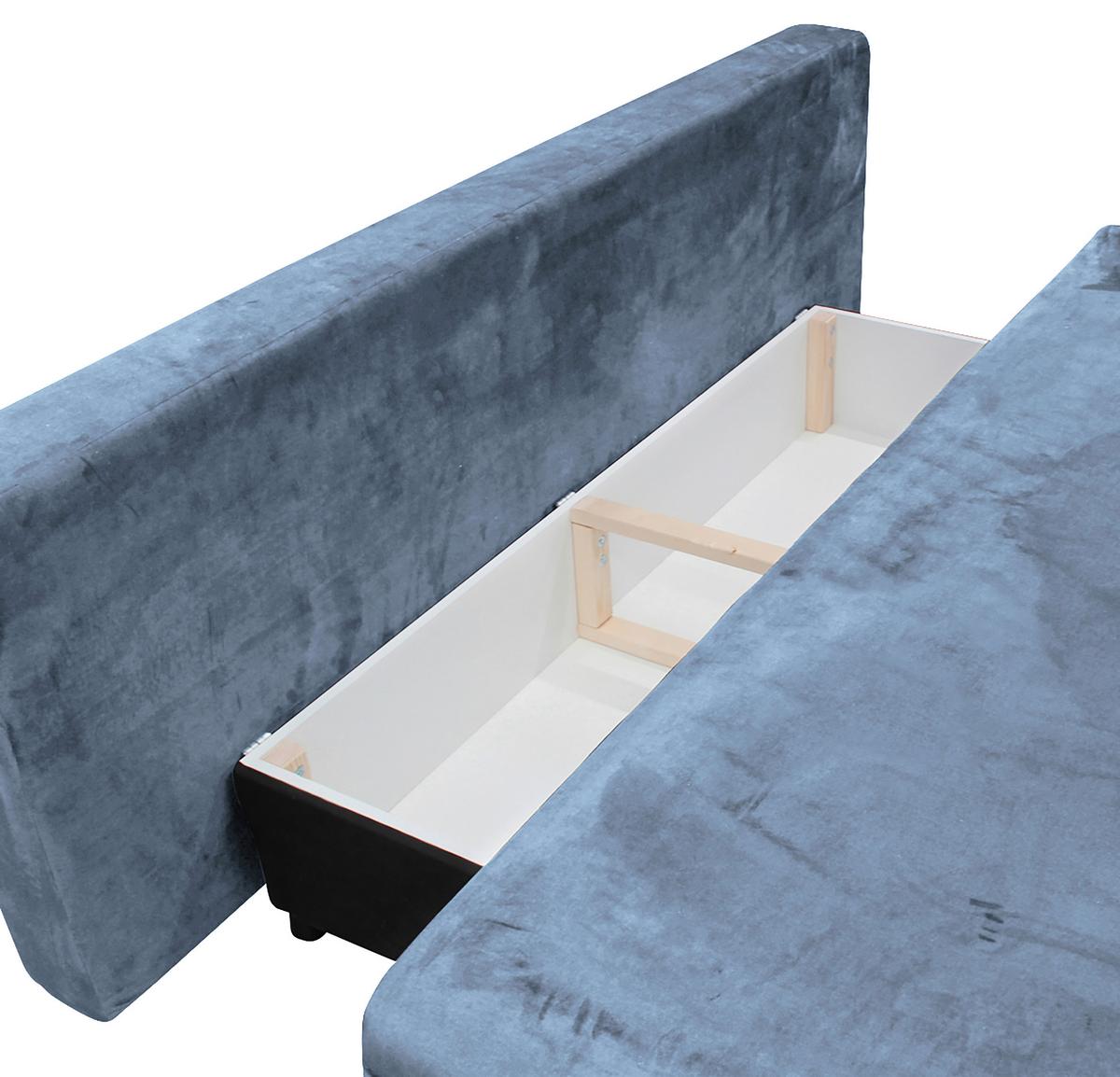 Schlafsofa Look Hellblau inkl.bettkasten+schlaffunktion - Schwarz/Hellblau, Design, Textil (217/73/86/106cm) - MID.YOU