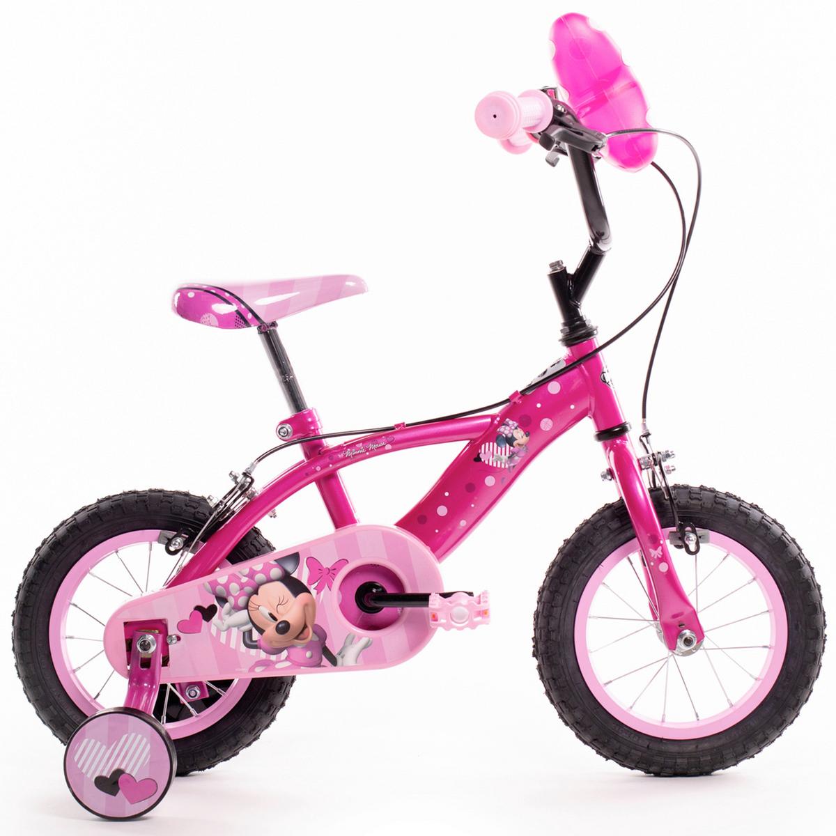 Kinderfahrrad mit Stützrädern Huffy Minnie 12 Zoll - Pink, Basics, Metall (54/84,5/73,5cm)