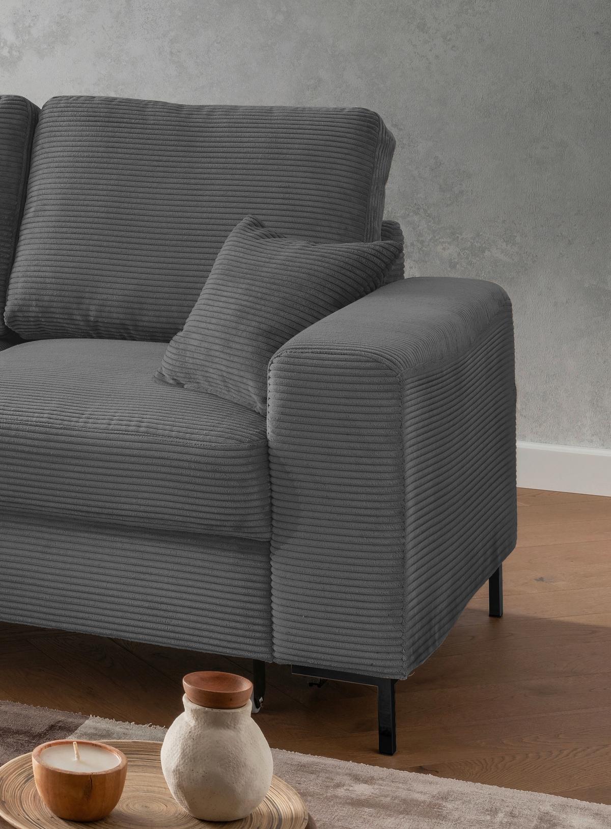 Eckschlafsofa Zona Grau S: 143x237 Cm - Schwarz/Grau, KONVENTIONELL, Textil (143/237cm) - Livetastic