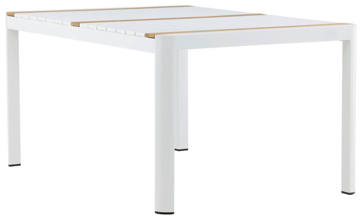 Gartentisch Togo Teakholz/metall L 90 Cm - Weiß, KONVENTIONELL, Holz/Metall (150/90/75cm) - Gardenson