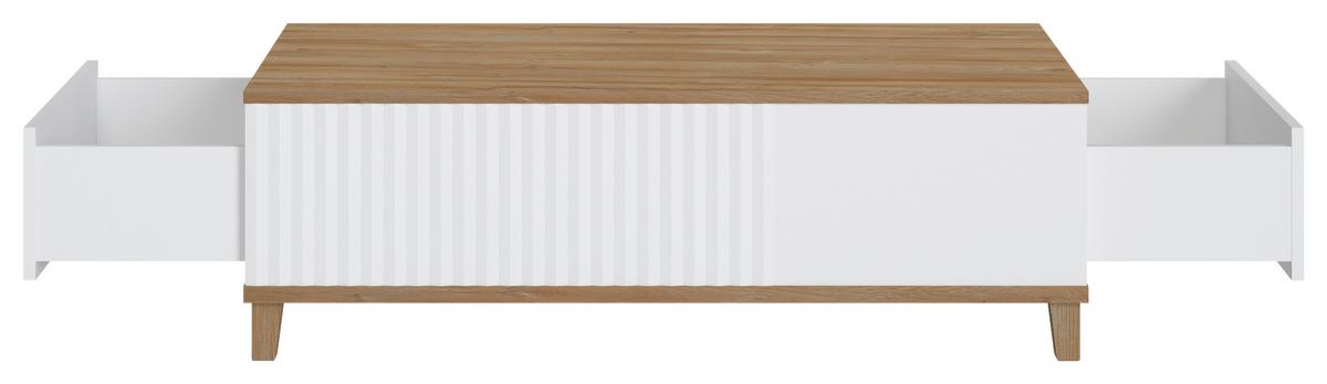 Couchtisch Plissee Alpin Weiß Grandson Eiche B: 110 Cm - MODERN, Holz/Holzwerkstoff (110/40,3/68cm)