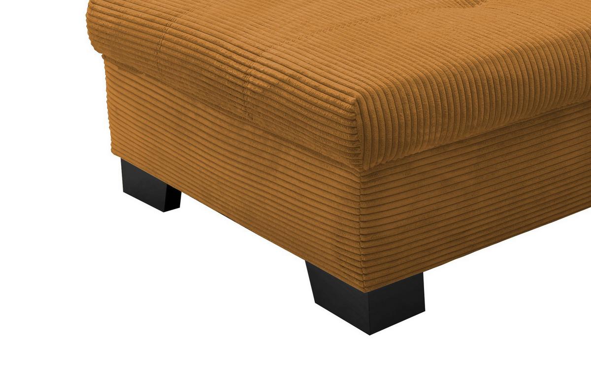 Ecksofa mit Schlaffunktion Flora Goldfarben Cord - Goldfarben/Schwarz, Design, Textil (190/250cm) - MID.YOU