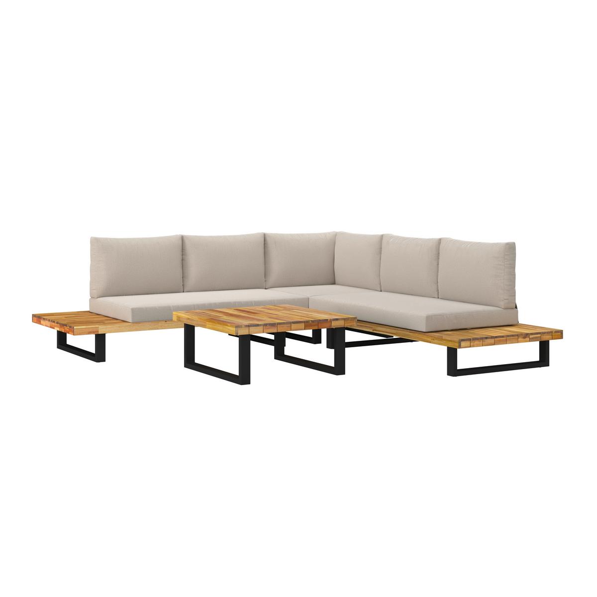 TERASOVÁ SEDACIA SÚPRAVA CRISTINA - čierna/krémová, Modern, kov/drevo (254/78/82cm) - Bessagi Garden
