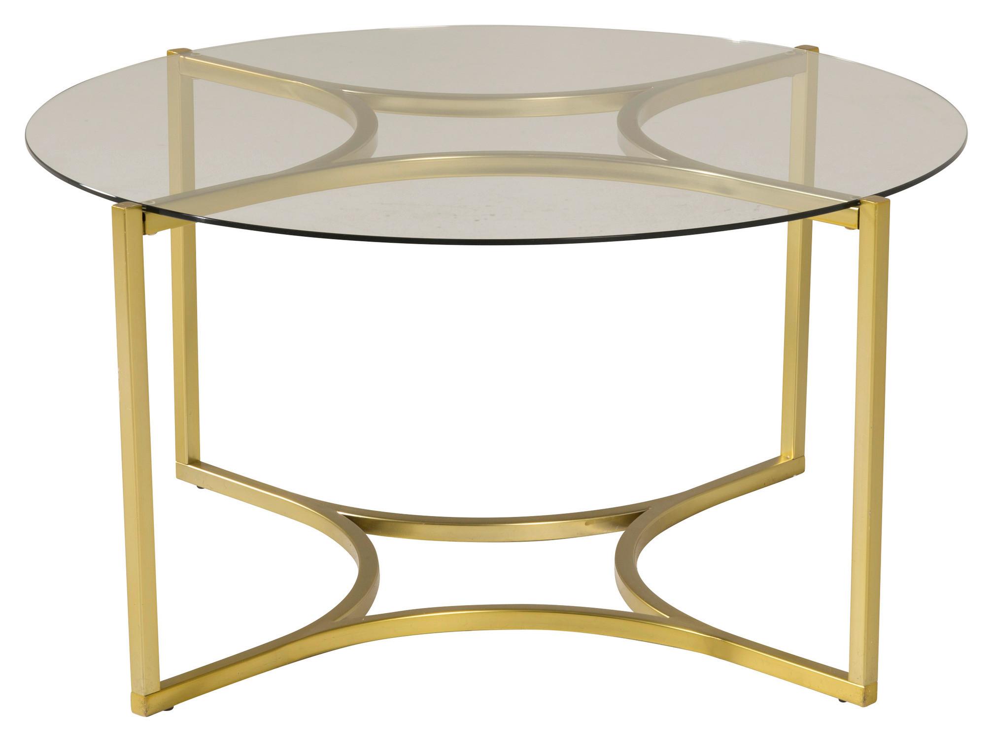 Couchtisch Kivik - Messingfarben, Design, Glas/Metall (90/90/45cm) - Livetastic