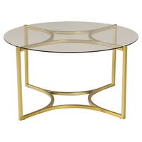 Couchtisch Kivik - Messingfarben, Design, Glas/Metall (90/90/45cm) - Livetastic