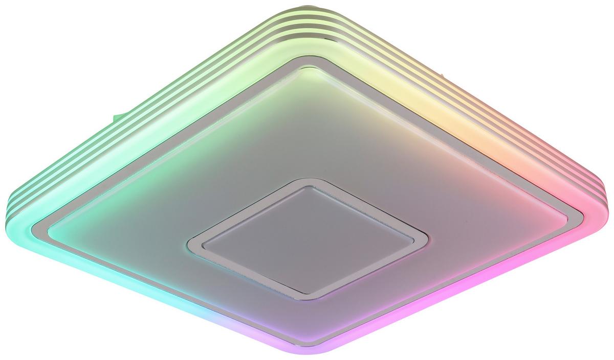 LED-Deckenleuchte Nadina - Chromfarben/Weiß, Design, Kunststoff/Metall (38/38/7cm) - Luca Bessoni