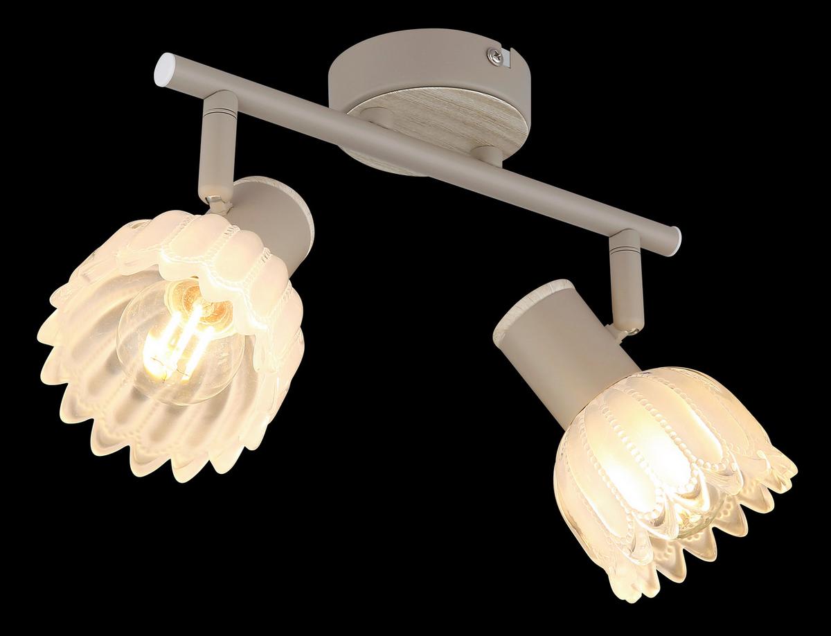 Strahler Exkl. 2xe14, 40w - Sandfarben, KONVENTIONELL, Glas/Metall (25/9/15,5cm) - Globo