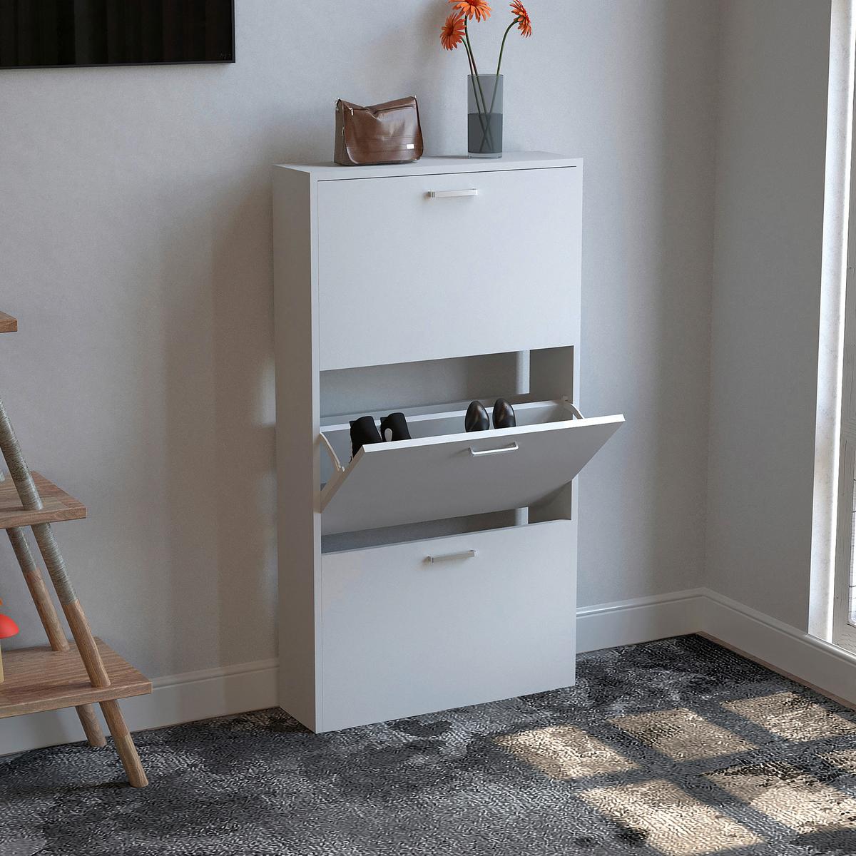 Schuhschrank Sulos Weiß B: 50 cm - Weiß, Design, Holzwerkstoff (50/108/17cm) - MID.YOU