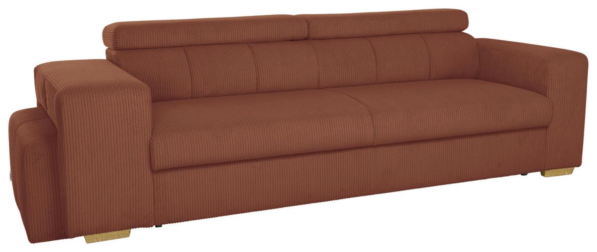 3-SitzerSofa m. Schlaffunktion Sirius S terracotta, B: 251cm - Terracotta/Schwarz, KONVENTIONELL, Holz/Holzwerkstoff (251/96/100cm)