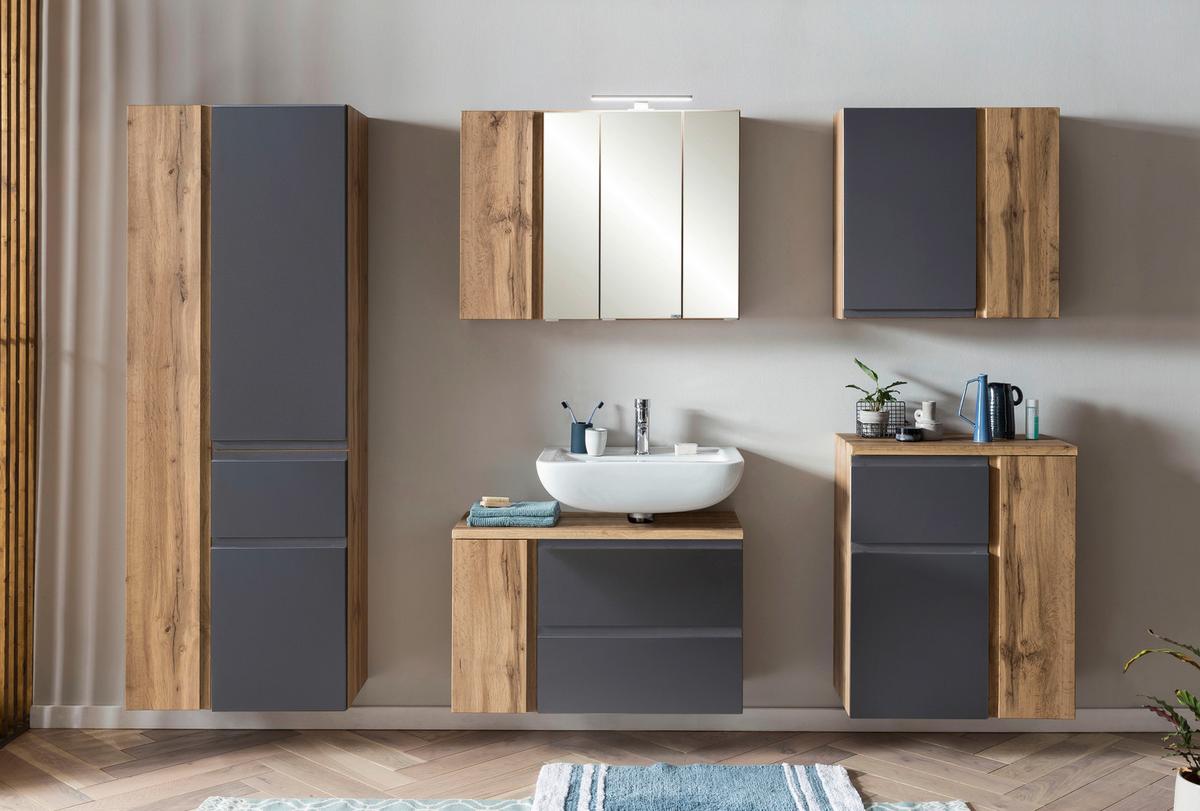 Hängeschrank Verese B: 65 cm Eiche Wotan/Grau - Eiche Wotan/Grau, MODERN, Holzwerkstoff (65/64/20cm) - Held