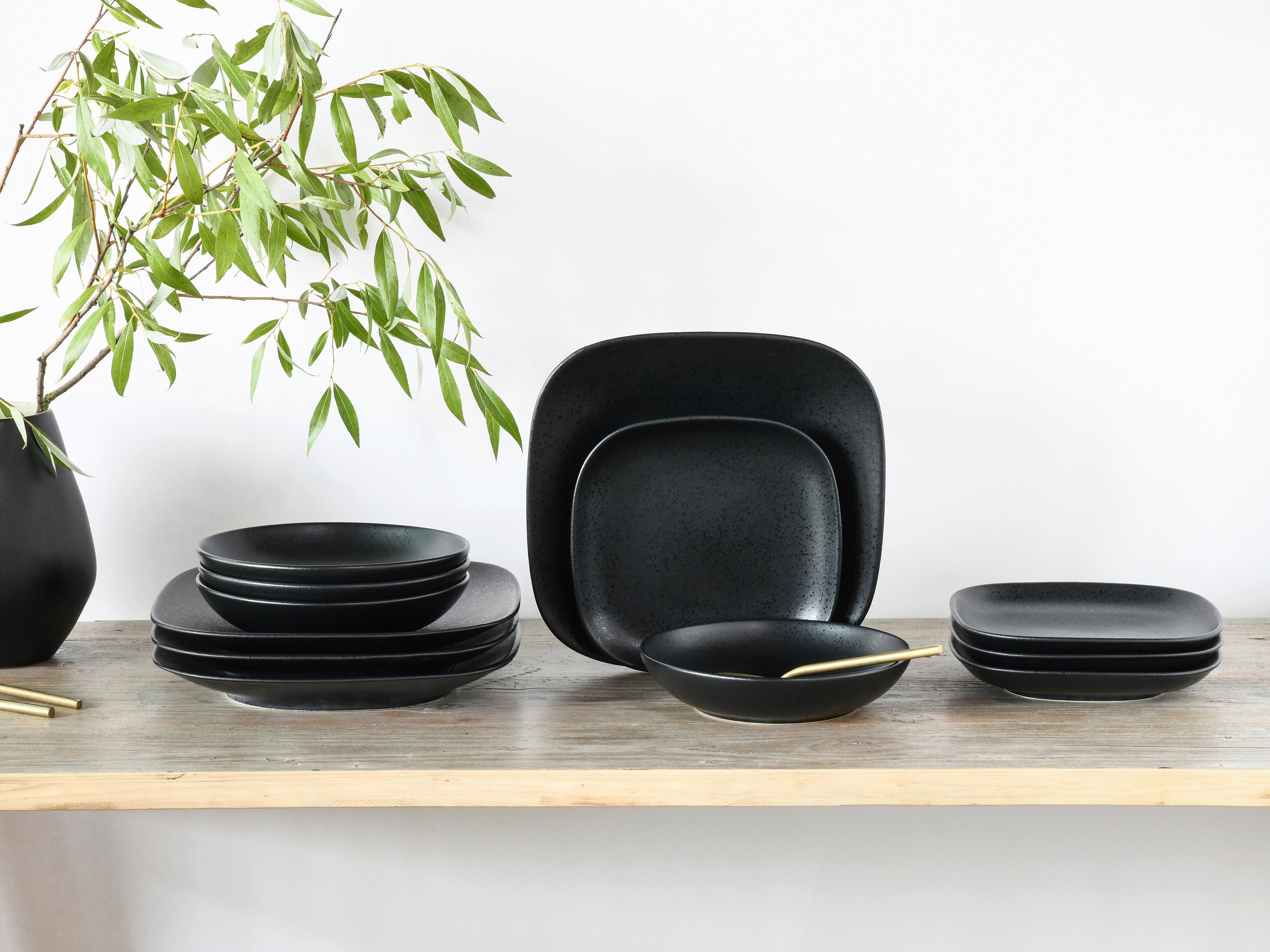 Tafelservice Magic Black Square, 12--Teilig., Schwarz - Schwarz, Basics, Keramik - Creatable