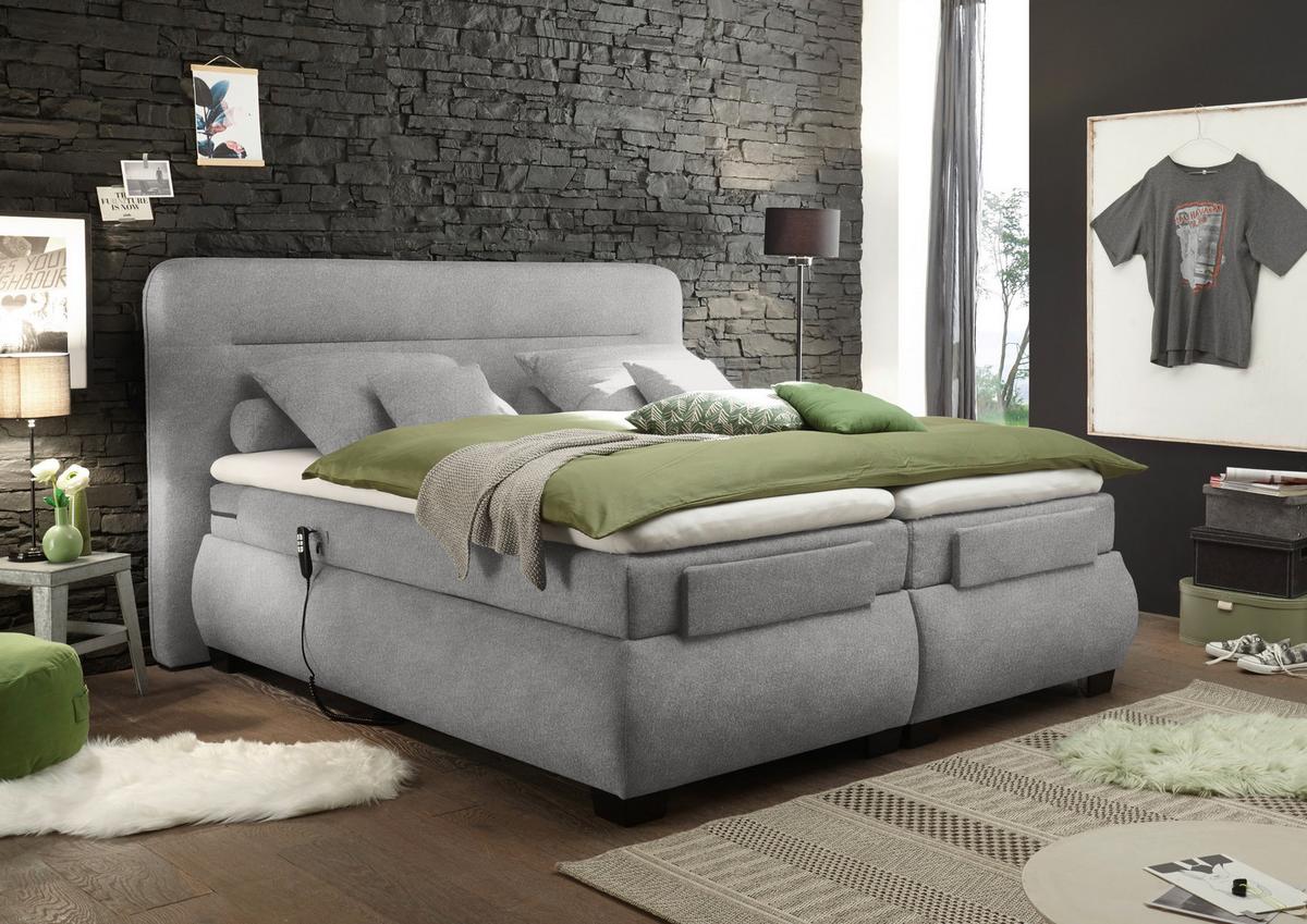Boxspringbett Mit Topper Verstellbar, 160x200 Evolution - Schlammfarben/Schwarz, KONVENTIONELL, Textil (160/200cm) - MID.YOU