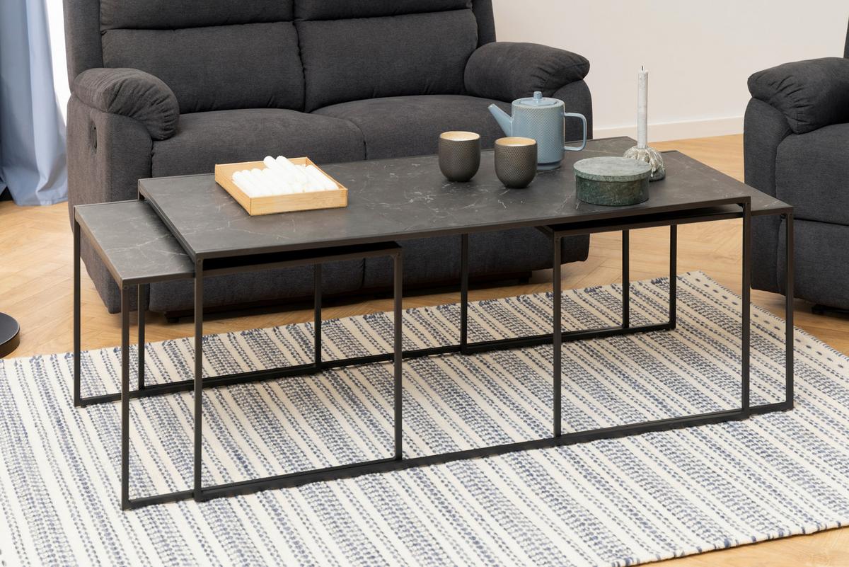 Couchtischset Infinity - Schwarz, KONVENTIONELL, Holzwerkstoff/Metall (56-120/56-60/44-48cm) - MID.YOU