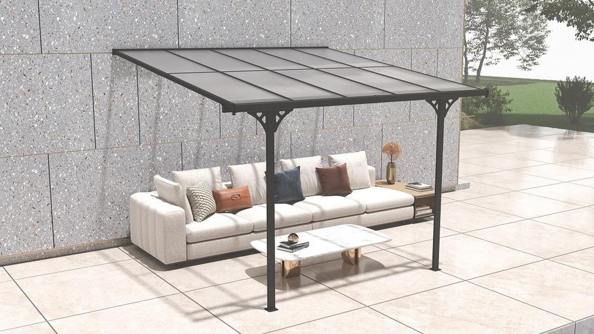 Zastřešení terasy BRUCE 313x300cm - černá, Basics, kov (313/225/300cm)