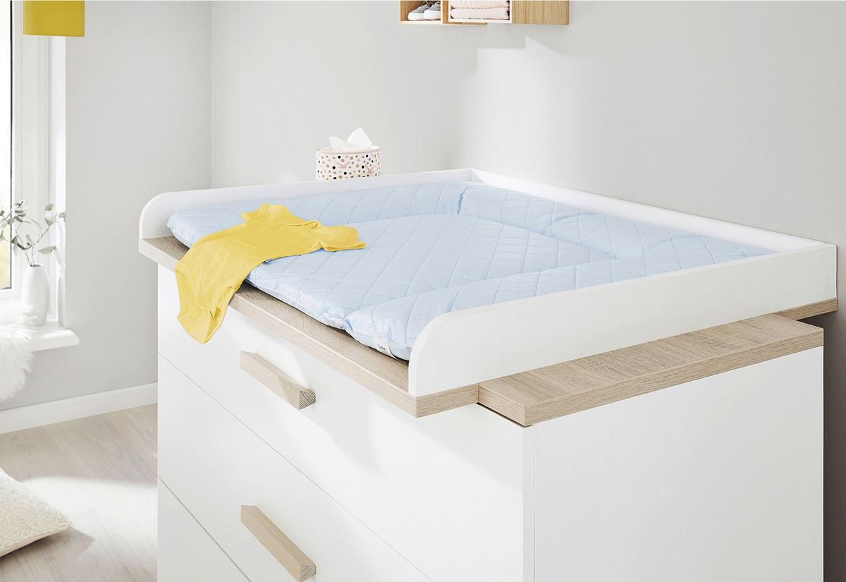 BABYZIMMER Weiss, Eichefarben - Eichefarben/Weiß, Design, Holzwerkstoff (145/77/84cm) - Pinolino