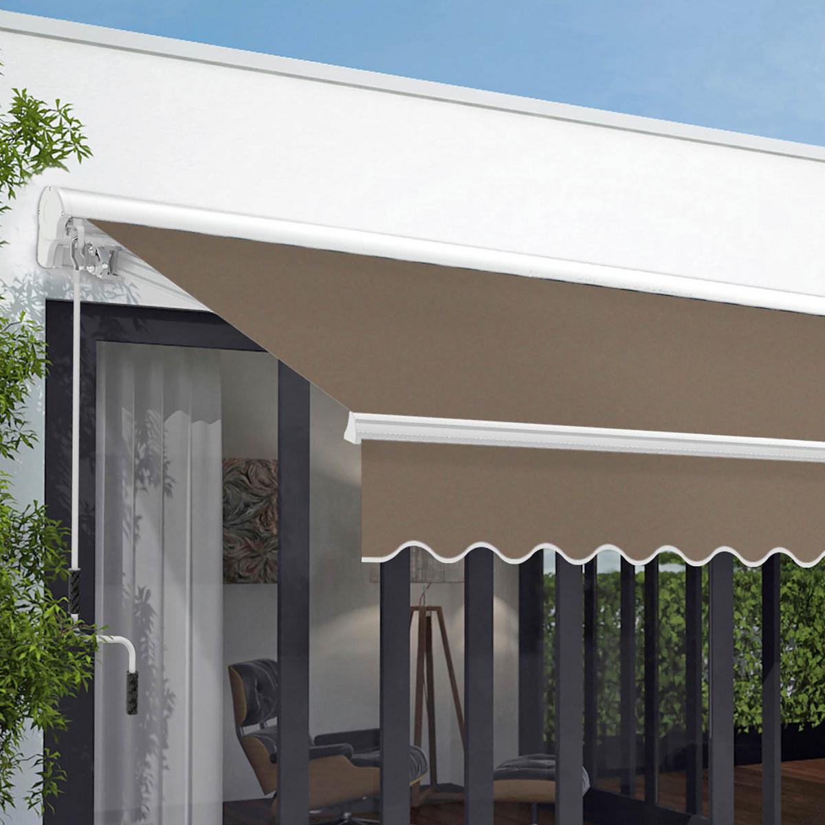 Hülsenmarkise 400x250 cm Taupe, Decken-/Wandmontage - Taupe/Weiß, Basics, Textil (400/250cm) - Schwöller