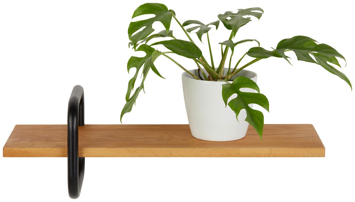 NÁSTĚNNÁ POLICE DANZIG -SB- - černá/barvy dubu, Moderní, kov/dřevo (60/20/22cm) - Mömax