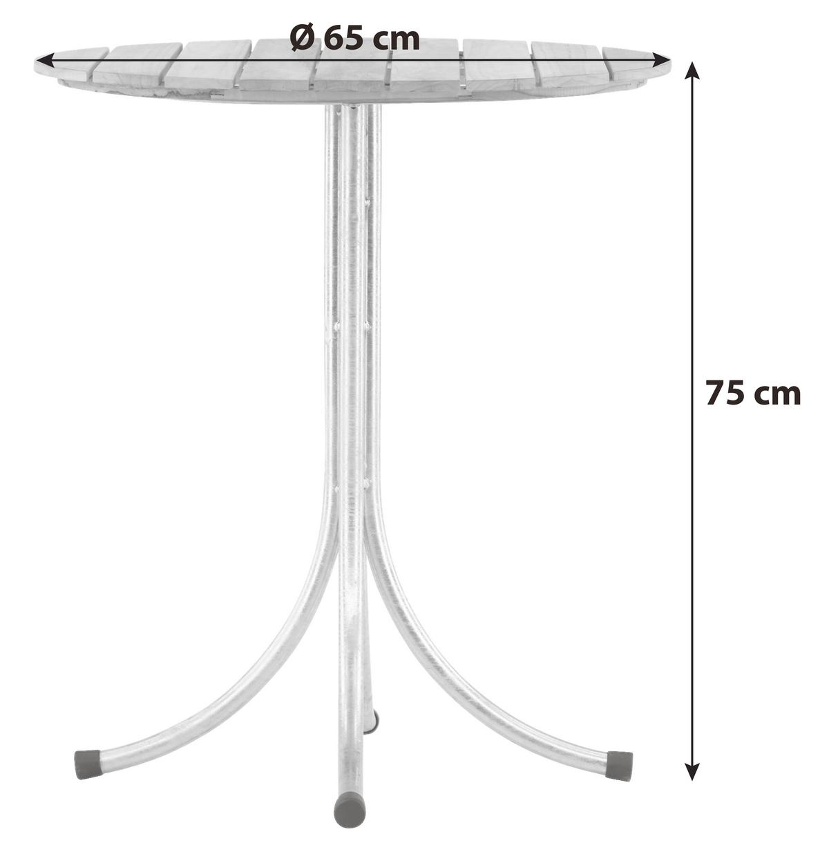 Gartentisch Holmsund - Silberfarben/Teakfarben, KONVENTIONELL, Holz/Metall (65/65/75cm) - Gardenson