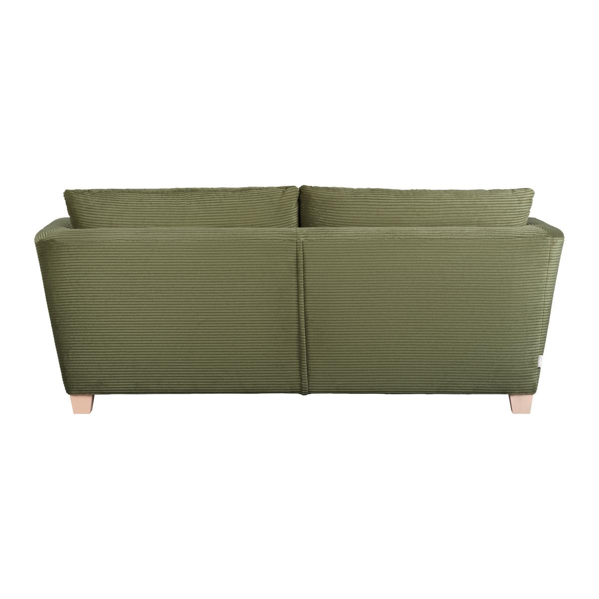 Trojmiestna pohovka DEVADO, zelený menčester - zelená/prírodná farba, drevo/textil (216/70-85/95cm) - Mömax
