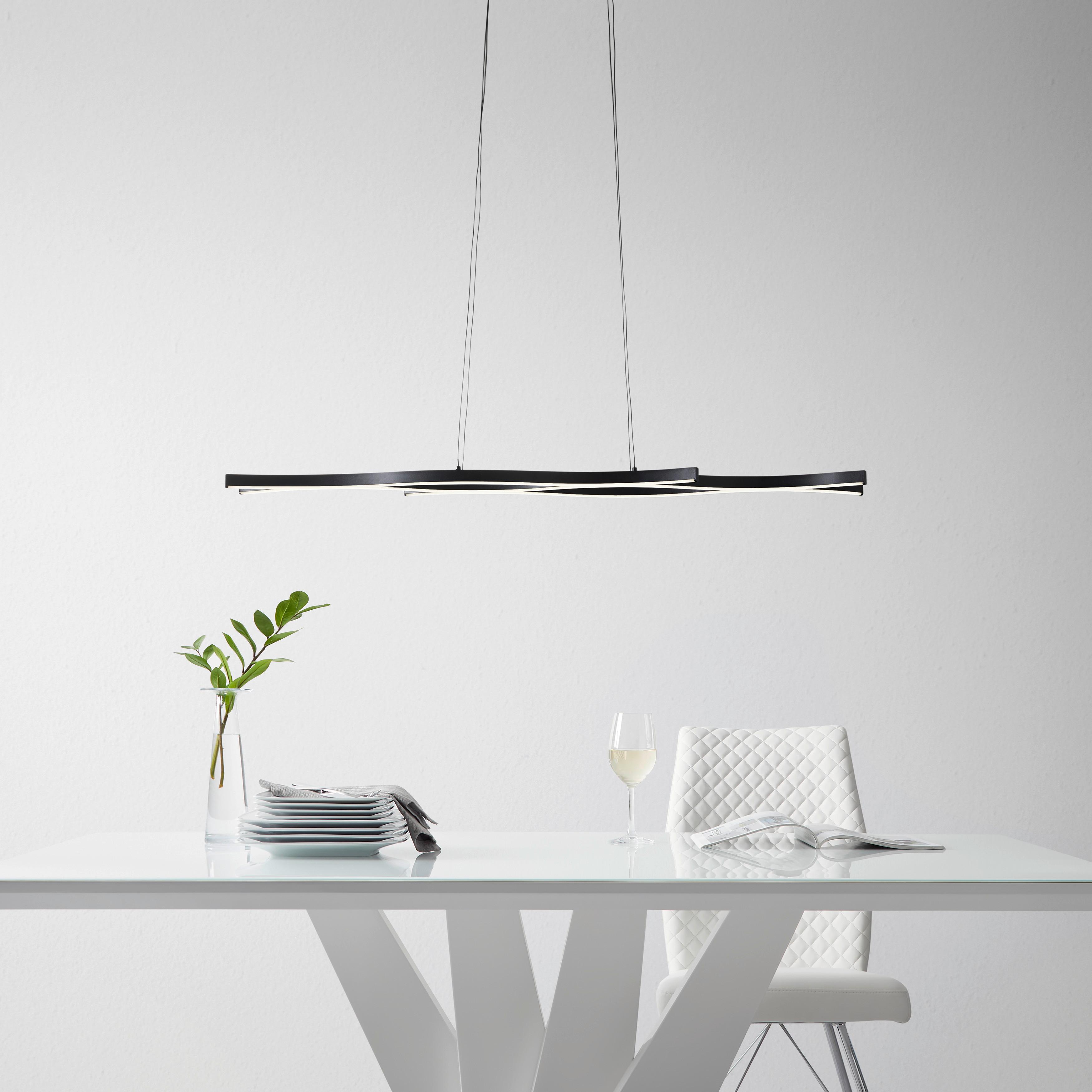 Led Závesné Svietidlo Relo - čierna/opálová, Moderný, kov/plast (108/18/120cm) - Modern Living