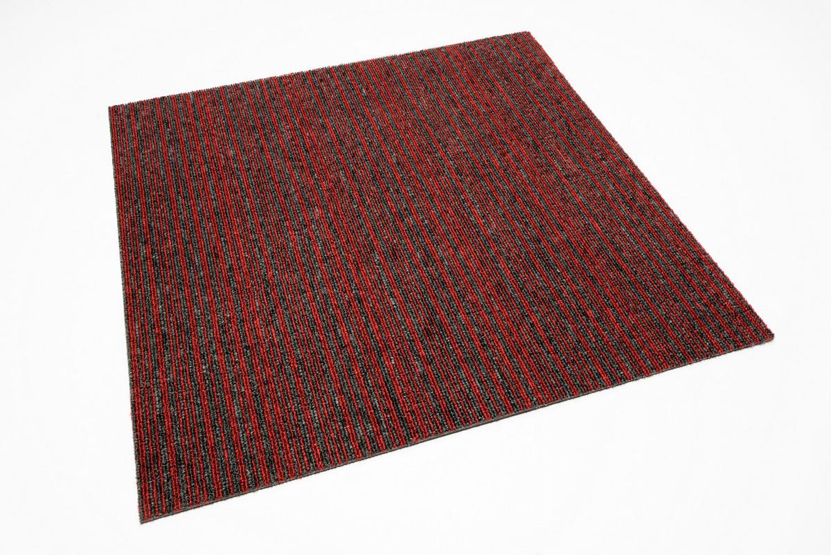 Teppichfliese Grau/Rot Astra 50x50 cm Florhöhe 3 mm - Rot/Grau, Basics, Textil (50/50cm)
