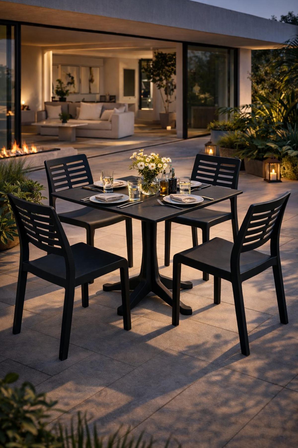 Gartentisch Ponente Kunststoff L 70 cm - Anthrazit, Basics, Kunststoff (70/70/72cm)